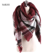 Brand models Scarf women temperament Acrylic Square Shawl grid Warm Cape