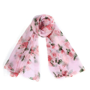 Rose Scarf Womens 2016 Fashion Voile Long Stole Scarves Shawl Scarf Ladies