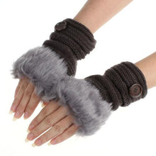 Amaizng Fashion Winter Knitted Faux Fur Fingerless Gloves Women Wrist Soft Warm Mitten Free Shipping