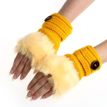 Amaizng Fashion Winter Knitted Faux Fur Fingerless Gloves Women Wrist Soft Warm Mitten Free Shipping