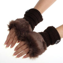 Amaizng Fashion Winter Knitted Faux Fur Fingerless Gloves Women Wrist Soft Warm Mitten Free Shipping