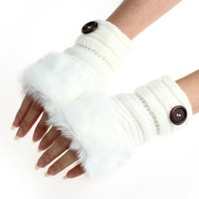 Amaizng Fashion Winter Knitted Faux Fur Fingerless Gloves Women Wrist Soft Warm Mitten Free Shipping