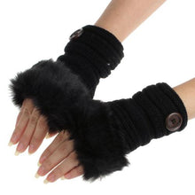 Amaizng Fashion Winter Knitted Faux Fur Fingerless Gloves Women Wrist Soft Warm Mitten Free Shipping