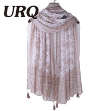 Large Soft Viscose Scarf with Tassels Floral Print for Women Bohemian Style Summer