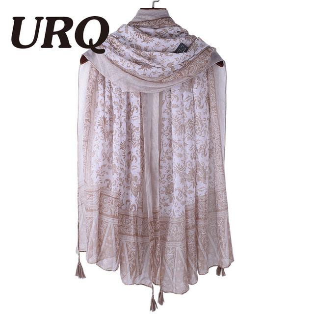 Large Soft Viscose Scarf with Tassels Floral Print for Women Bohemian Style Summer