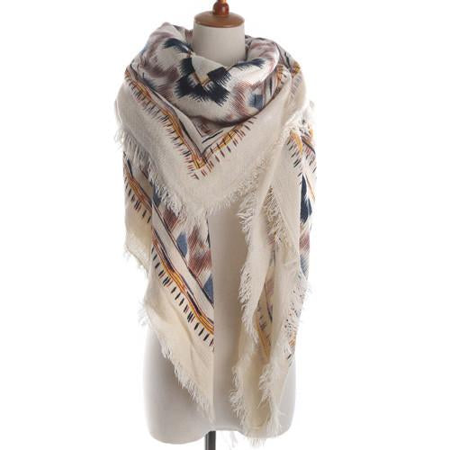 ZALA Brand Woman Fashion geometric Print Square Scarf Warm Winter Cashmere Fringed Blanket Scarf  Shawl ladies Scarves