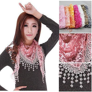 New Women's Soft Lace Triangle Wrap Shawl Chiffon Scarf Long Voile Stole Scarves
